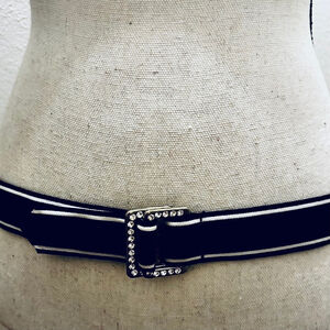 Express Vintage Y2K Black White Rhinestone Jeweled Ribbon Belt